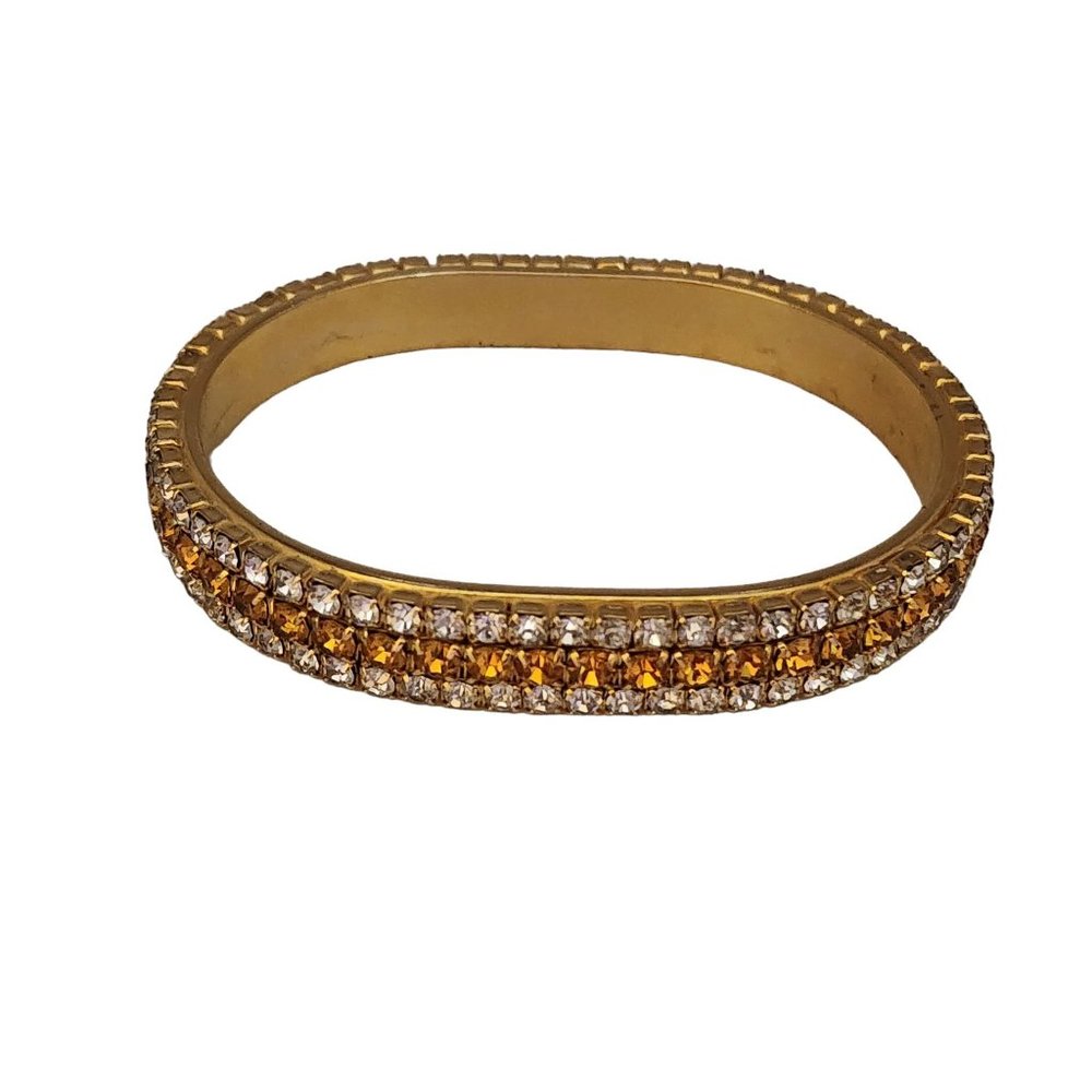 Vintage Heavy Designer Rhinestone 3 Strand Oval Bracelet (A4378)